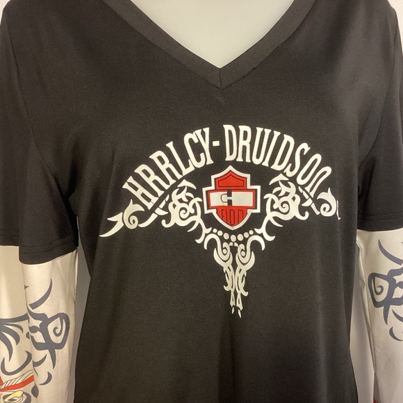 MISSLOOK Harley-Davidson graphic long sleeve Tee womens size medium - Picture 2 of 7